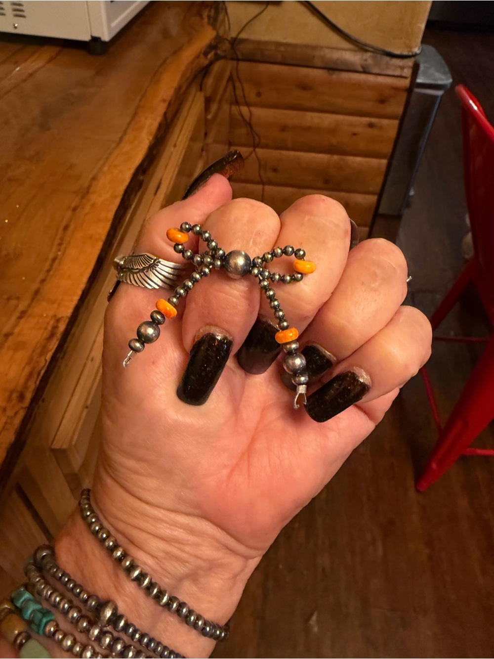 Sterling Beads & Orange spiny Bracelet native made